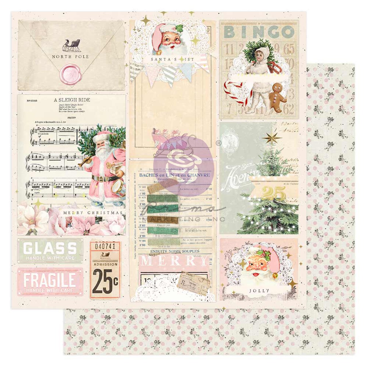 Christmas Market Collection - Sweet Holiday - 12"x12" w/ foil details / paper Scrapbook Supplies Material For Craft Notebooksdecoupage Album Journals Planners Art Journaling Bullet